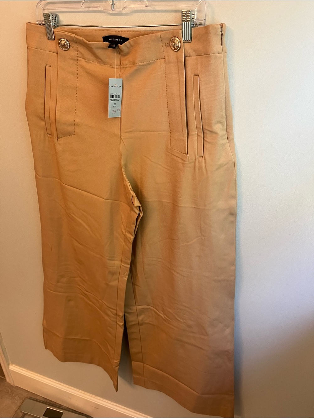 Ann Taylor Beige High-Rise Straight Leg Pants
